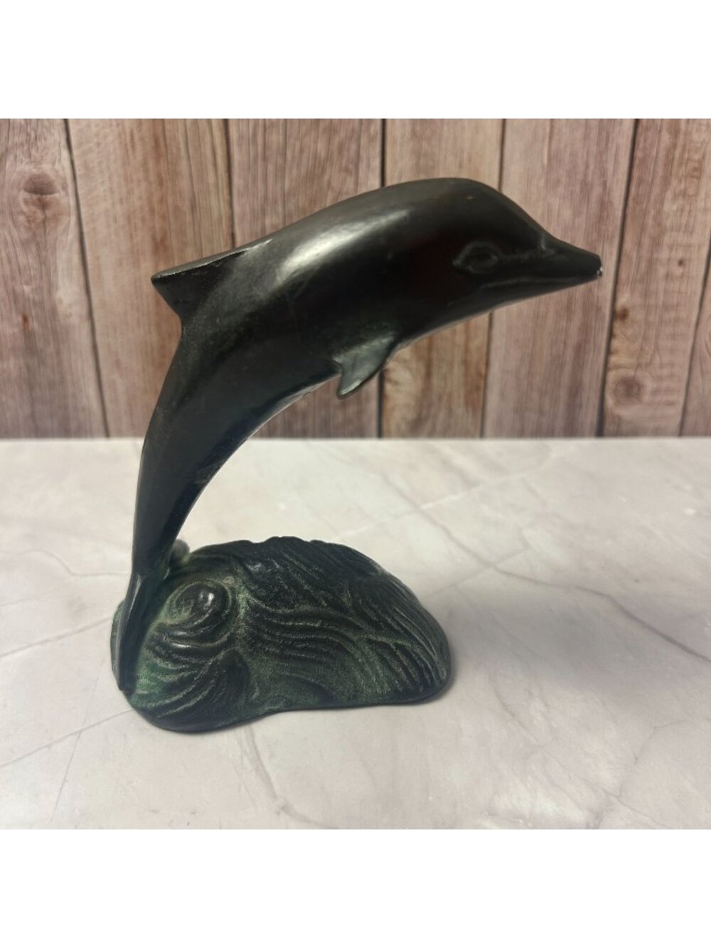 Vintage Retired SPI San Pacific International Bronze Dolphin Sculpture 5" Patina